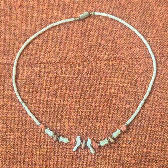 Heshi Fetish Bird Dove Necklace Choker Native Tribal Navajo Zuni Puka Boho - Picture 2 of 5